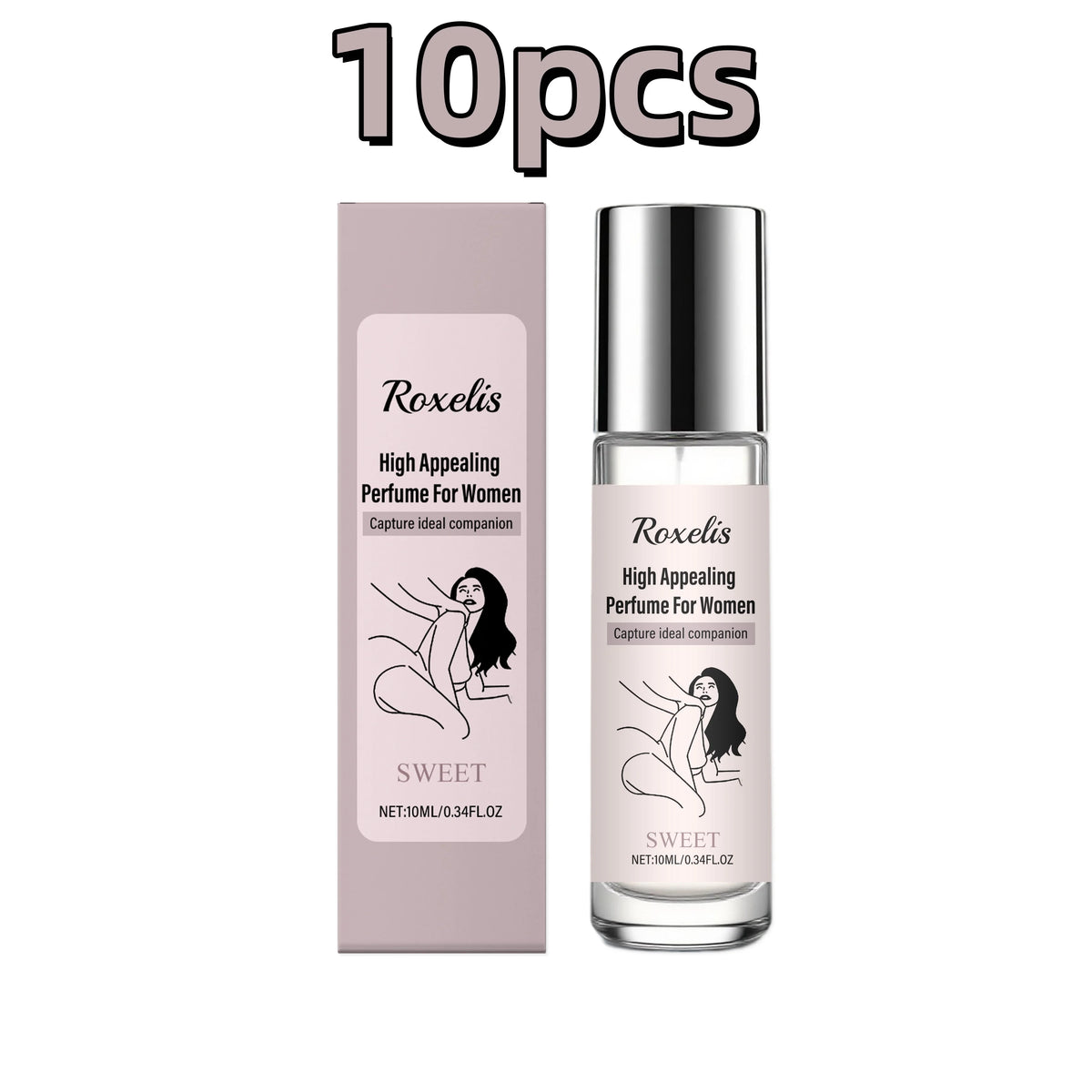 Roxelis Women's Roll-On Perfume 10ml - Alcohol-Free, Natural Aromatic Fragrance, Ball-Tip Applicator - Single, 4-Pack & 10-Pack