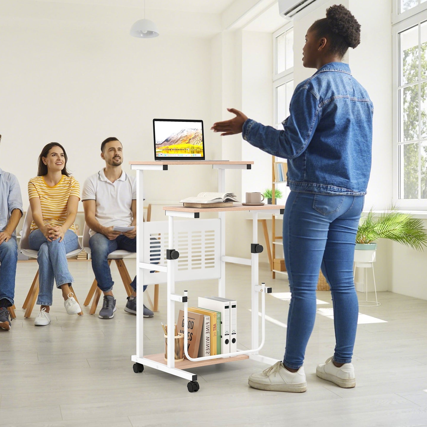 Height Adjustable Mobile Computer Stand