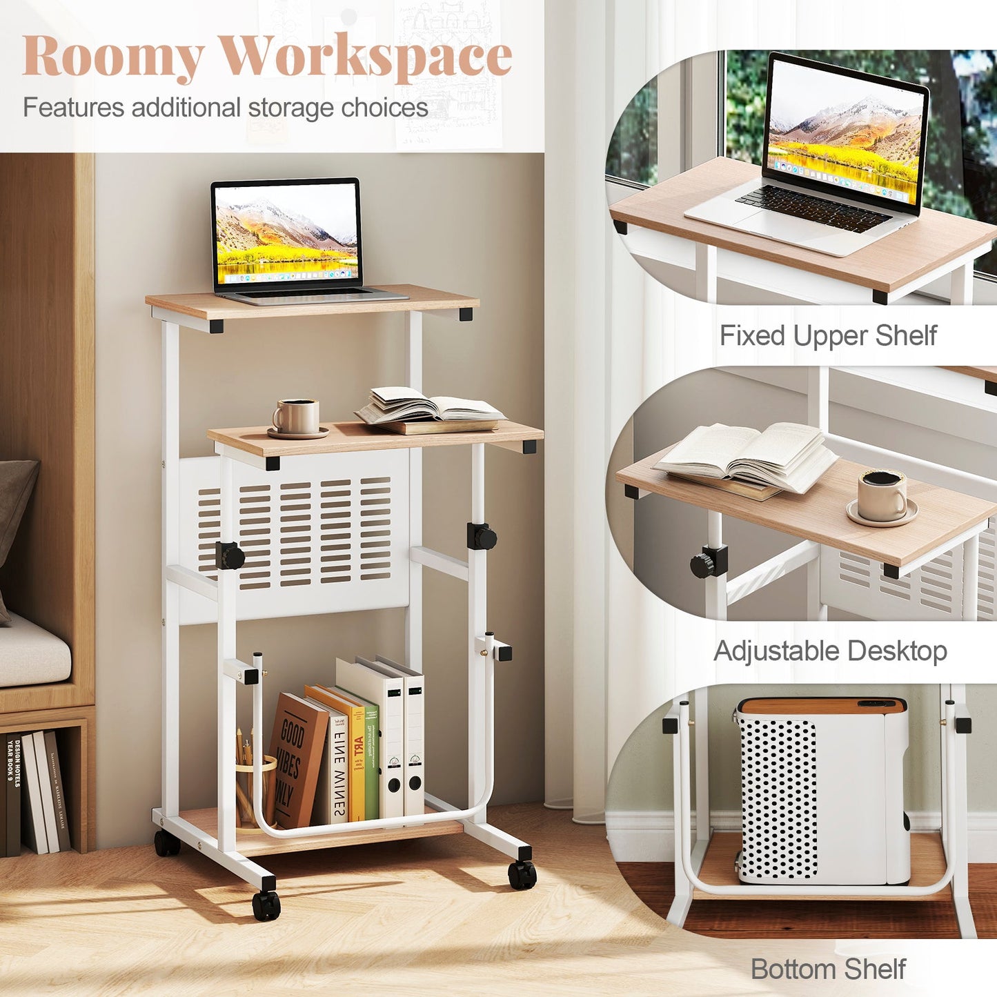 Height Adjustable Mobile Computer Stand
