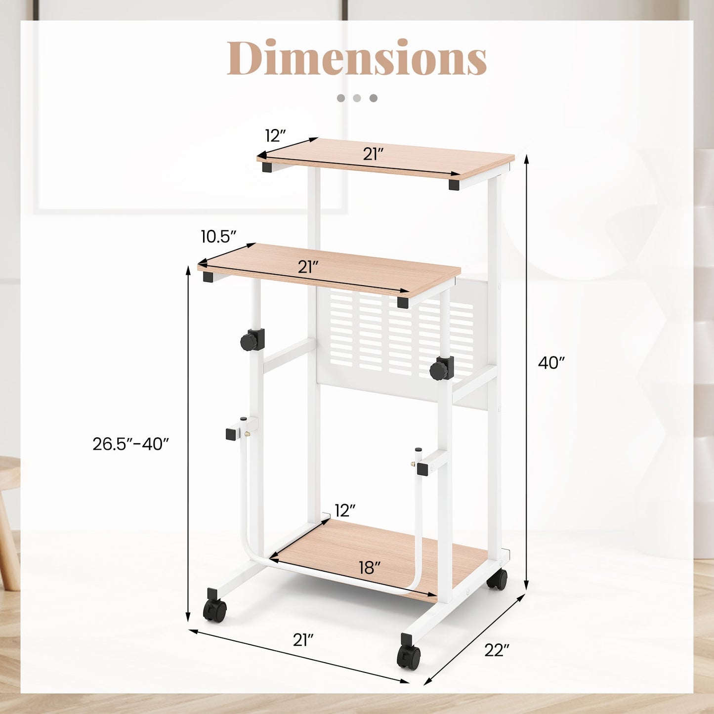 Height Adjustable Mobile Computer Stand