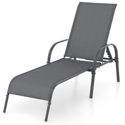 Adjustable Patio Chaise Folding Lounge Chair with Backrest