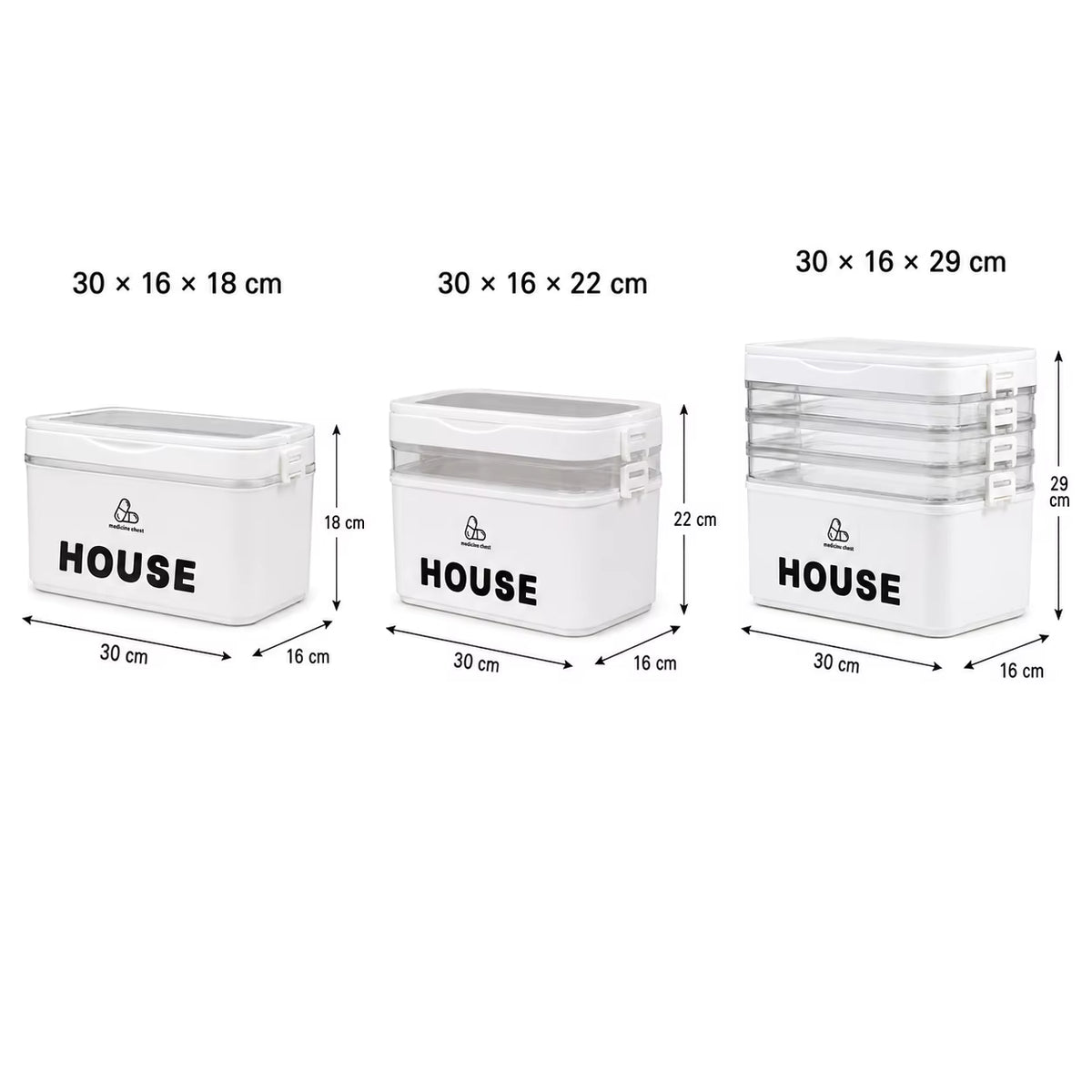 Multi-Tier First Aid and Small-Item Storage Box, 2 to 5 Layers
