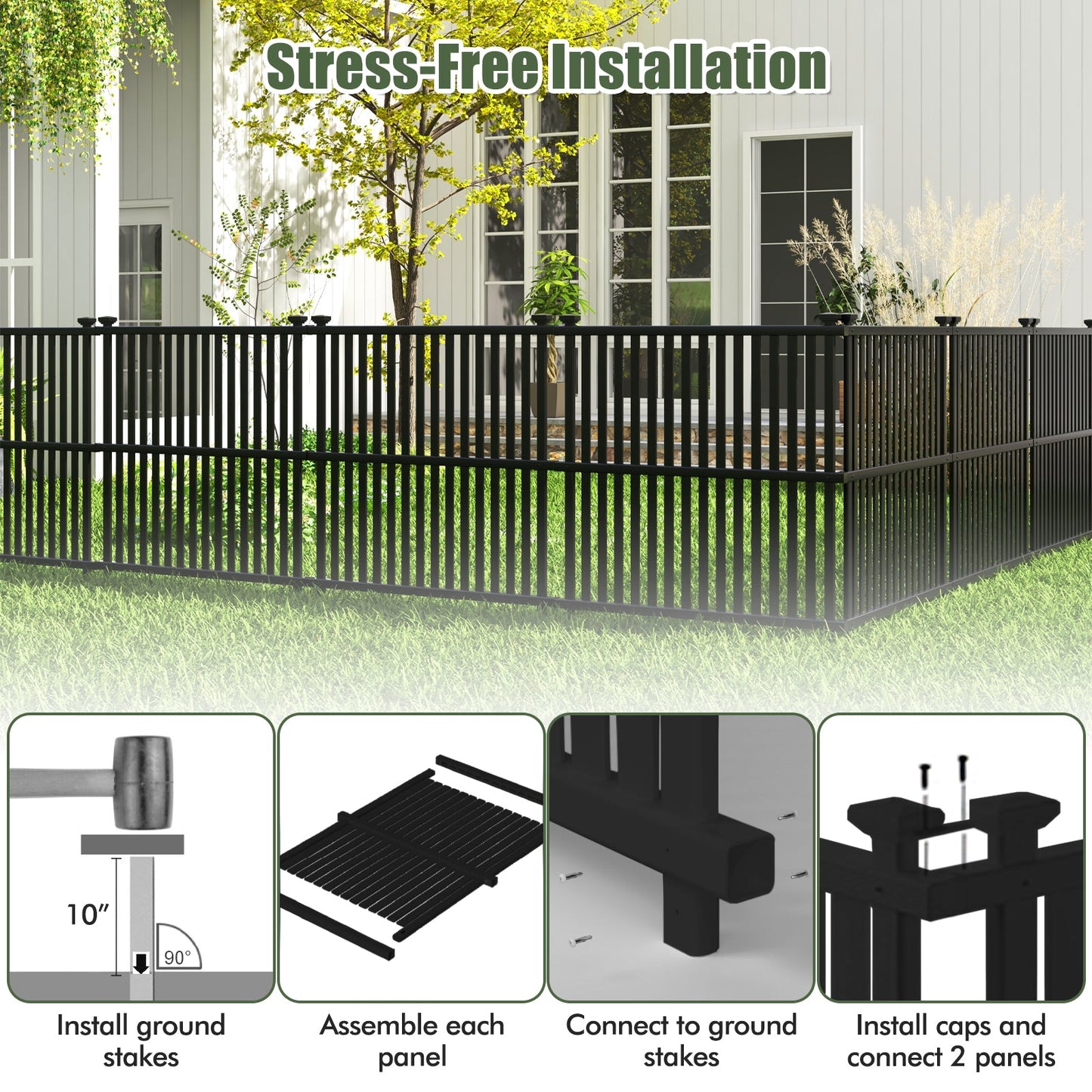 Air Conditioner Fence Panel with Metal Ground Stakes for Outside