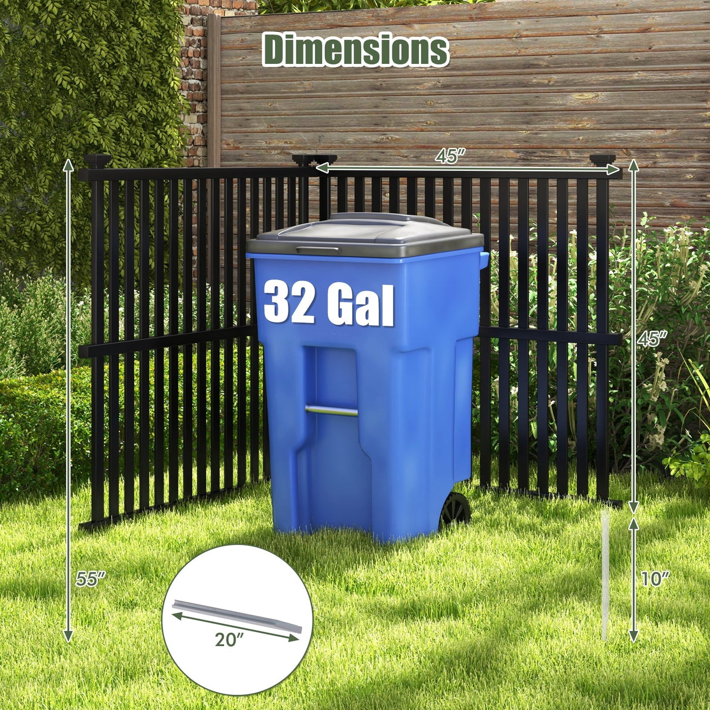 Air Conditioner Fence Panel with Metal Ground Stakes for Outside