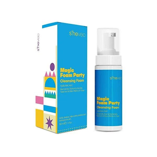 She Vec Magic Foam Party Facial Cleansing Foam for Sensitive Skin - Vegan, Natural Ingredients, 5.07 fl oz