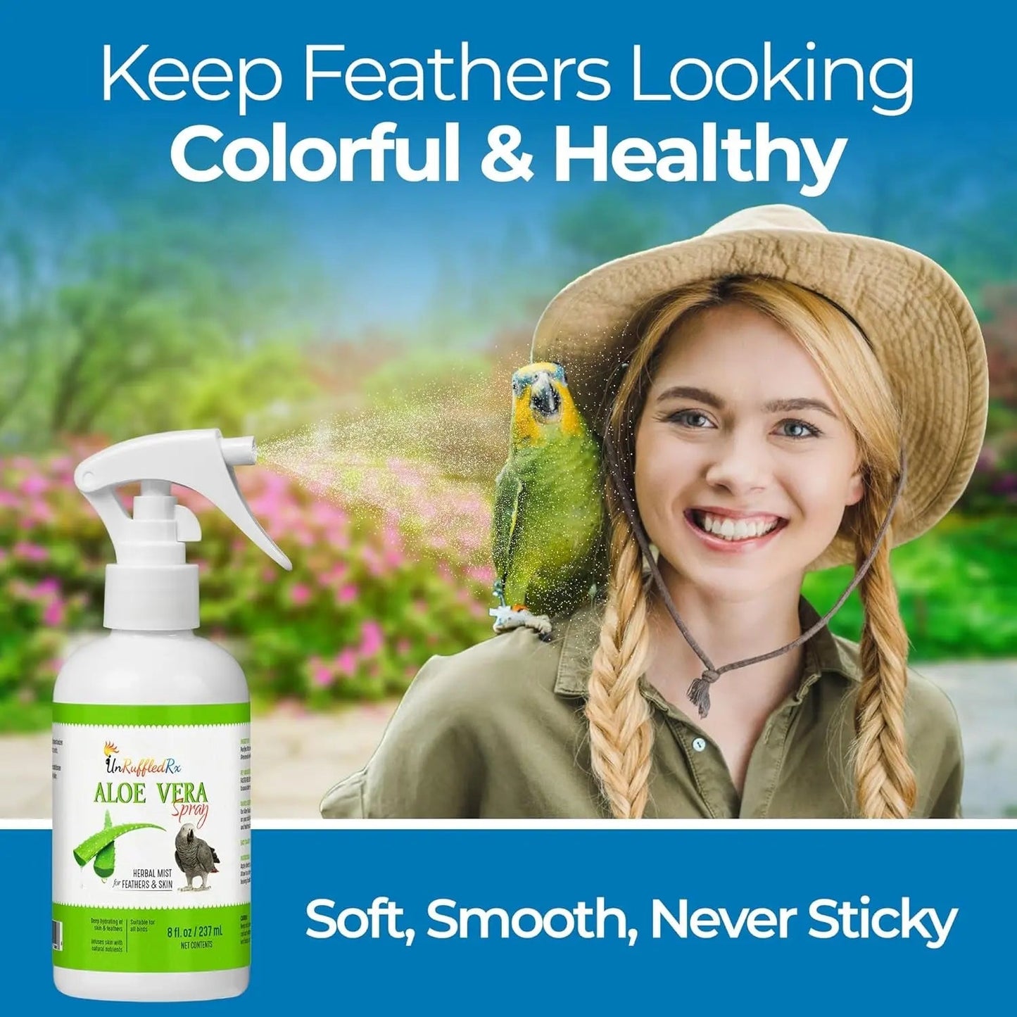 Aloe Vera Bird Spray for All Birds, Soothing Feather & Skin Mist, 8 oz