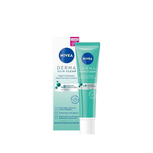 Nivea Derma Skin Clear Night Cream - Purifying & Clarifying Skincare for Nighttime Routine - 40ml