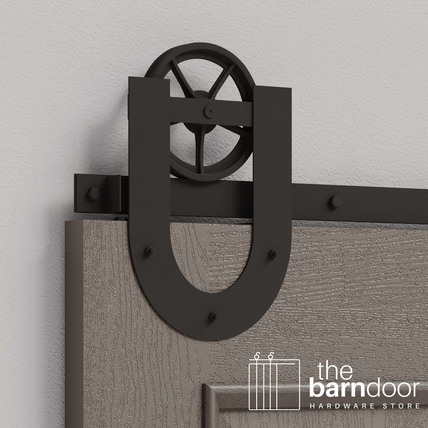 Wagon Wheel Horseshoe Heavy Duty Sliding Barn Door Hardware Kit