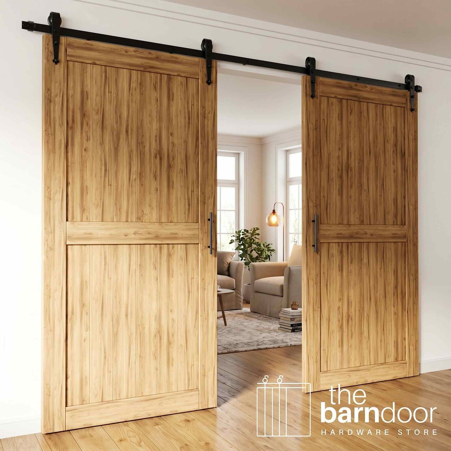 Arrow Black Single Track Barn Door Hardware Kit