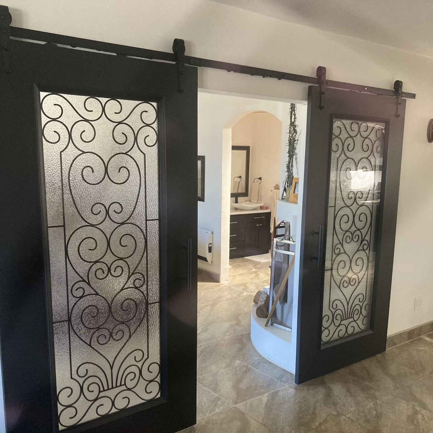 Arrow Black Single Track Barn Door Hardware Kit