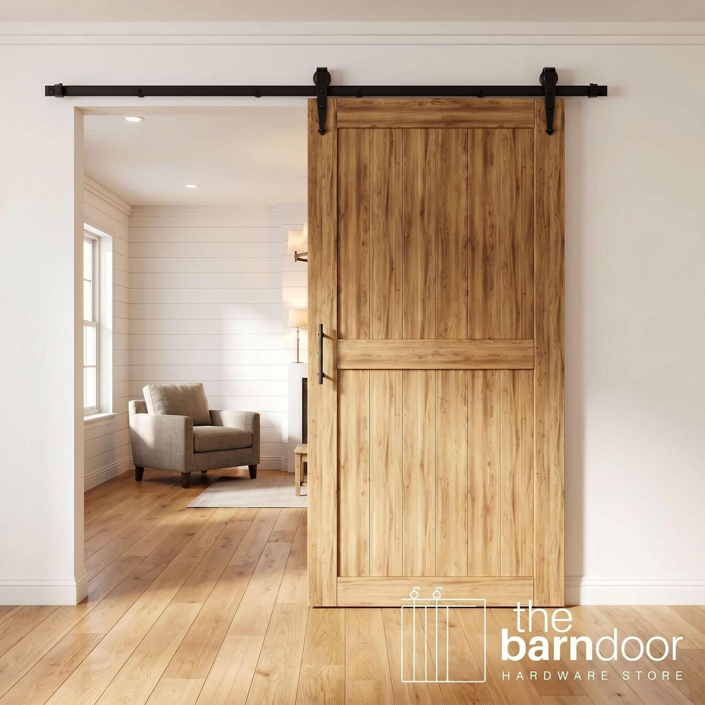 Arrow Black Single Track Barn Door Hardware Kit