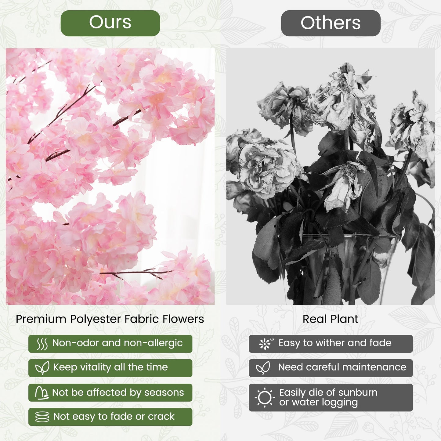 6.5 FT Tall Artificial Cherry Blossom Tree with 900 Pink Flowers