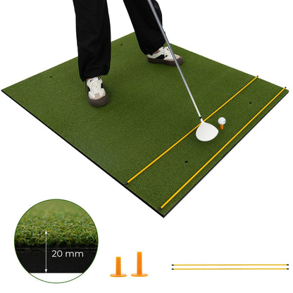 Artificial Turf Mat for Indoor and Outdoor Golf Practice Includes 2 Rubber Tees and 2 Alignment Sticks