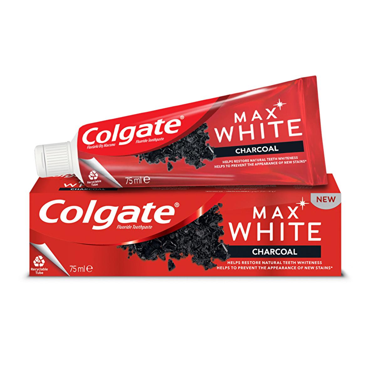 Colgate Max White Charcoal Toothpaste: Whiten Teeth & Remove Stains Naturally | Activated Charcoal for Daily Use, 2.54 fl oz