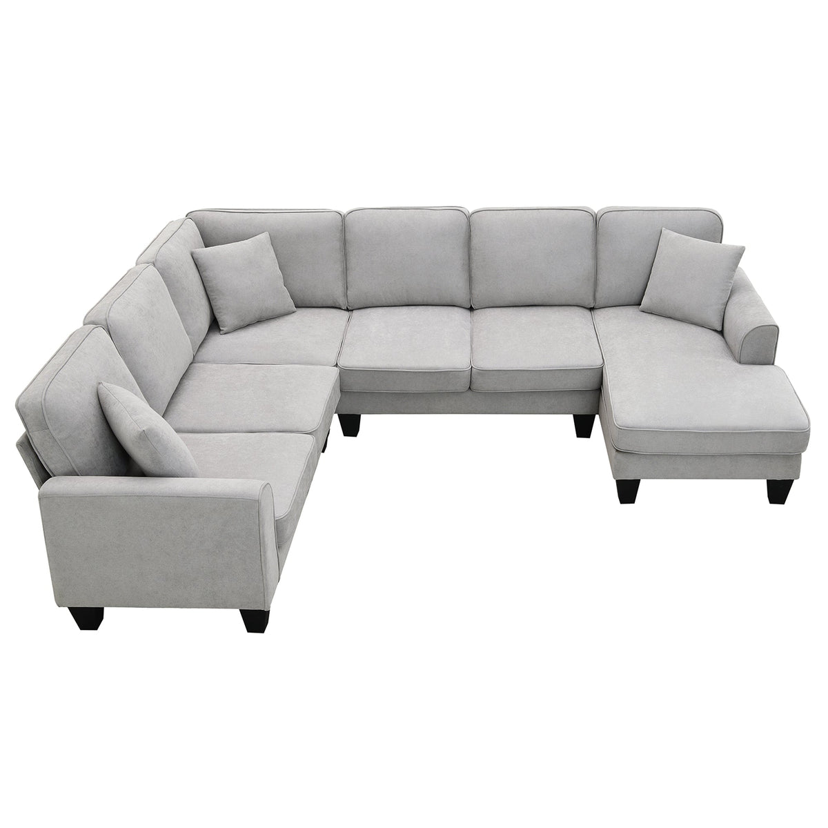 [VIDEO provided] [New] 108*85.5" Modern U Shape Sectional Sofa 7 Seat Fabric Sectional Sofa Set