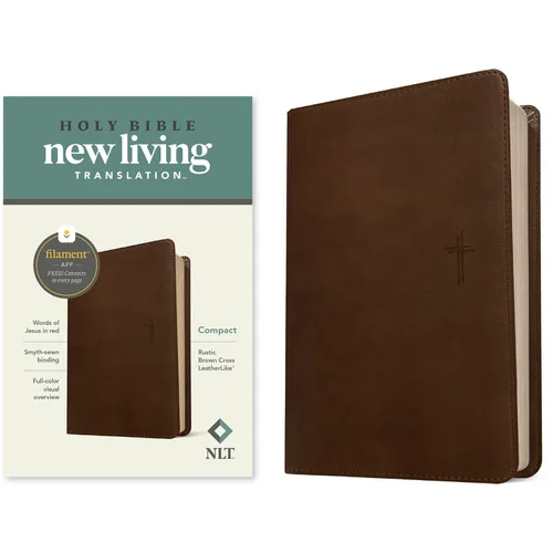 NLT Compact Bible, Filament Enabled (Leatherlike, Rustic Brown, Red Letter) - Imitation Leather