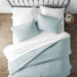3 Piece Microfiber Farmhouse Coverlet Bedspread Set Light Blue, King/California King