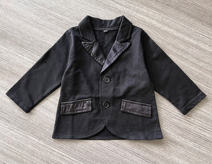Black & White Tuxedo Romper & Jacket 2pcs Baby formal Wear