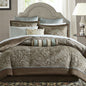 California King 12-piece Reversible Cotton Comforter Set in Brown and Blue