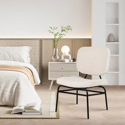 Modern Beige Upholstered Ergonomic Padded Accent Chair
