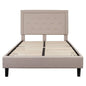Full Beige Fabric Upholstered Platform Bed Frame with Tufted Headboard