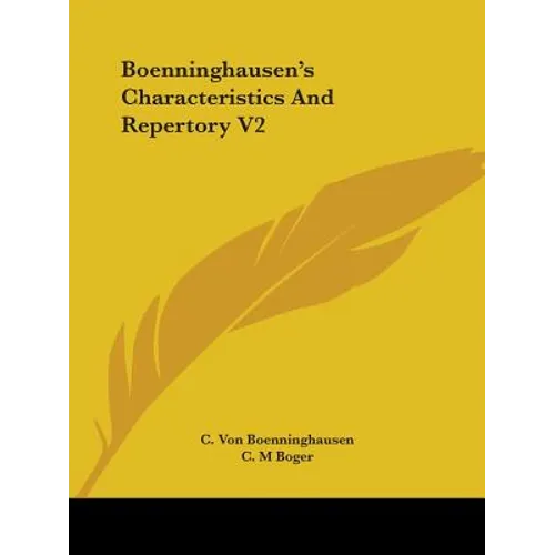 Boenninghausen's Characteristics And Repertory V2 - Paperback