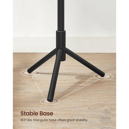 Modern Solid Wood Coat Rack in Black Finish with 8 Hanging Hooks