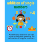 addition of single numbers: math for kids,4 years Grades 1 and 2 and 3, Addition 0-9 Flash Cards, Preschool to Kindergarten, Helping kindergarten - Paperback