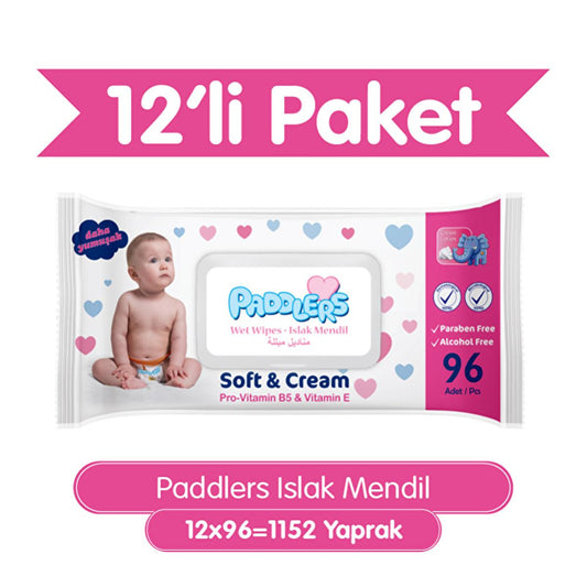 Paddlers Baby Wet Wipes - Soft, Gentle, and Convenient Hygiene Solution for Infants (96 x 12 Pack)