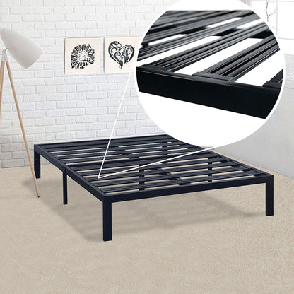 California King Metal Platform Bed Frame with Heavy Duty Slats