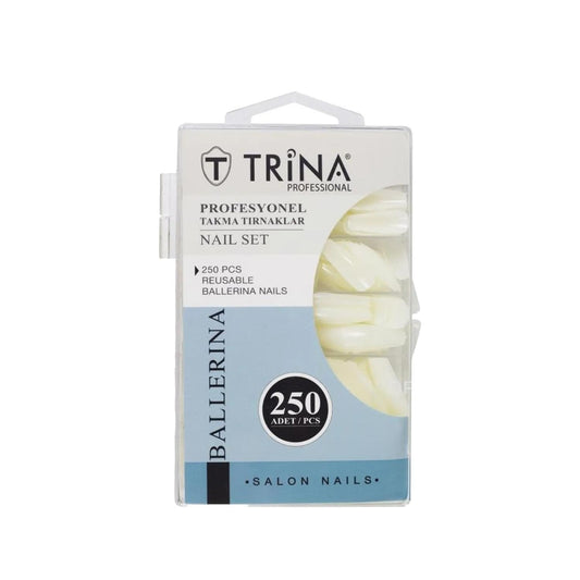 Trina Ballerina Nail Tips 250 Pieces - Artificial Nail Enhancements for DIY Nail Care & Beauty