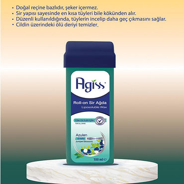 Agiss Azulen Roll-On Wax Hair Removal: 100% Natural Resin, Sugar-Free, Easy Application for All Skin Types