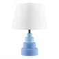 Small Blue Desk Light Table Lamp with White Fabric Shade for Bedside Nightstand