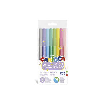 Carioca Pastel Markers 8-Piece Set - Washable, Non-Toxic Art Supplies for Kids and Artists
