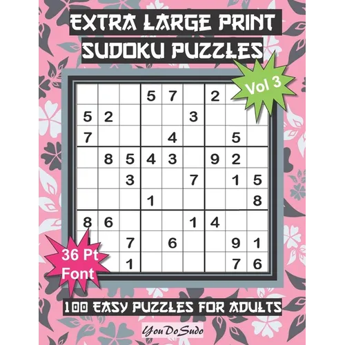 Extra Large Print Sudoku Puzzles: 100 Easy Puzzles for Adults and Seniors: Beautiful Modern Pink and Gray Leaf Design Sudoku Gift For Women (Floral Se - Paperback