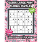 Extra Large Print Sudoku Puzzles: 100 Easy Puzzles for Adults and Seniors: Beautiful Modern Pink and Gray Leaf Design Sudoku Gift For Women (Floral Se - Paperback