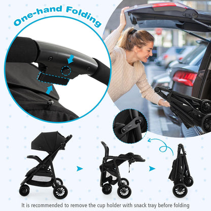 Baby Jogging Stroller with Adjustable Canopy for Newborn