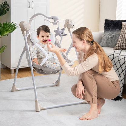 Electric Foldable Baby Rocking Chair with Adjustable Backrest