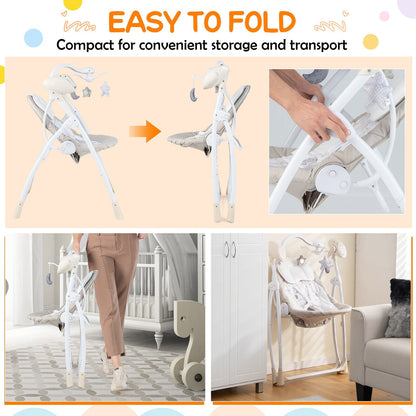 Electric Foldable Baby Rocking Chair with Adjustable Backrest