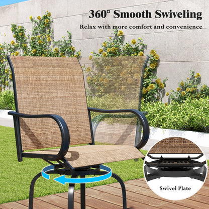 2 Pieces 360 Rotating Bar Stool Set with Armrests for Patio