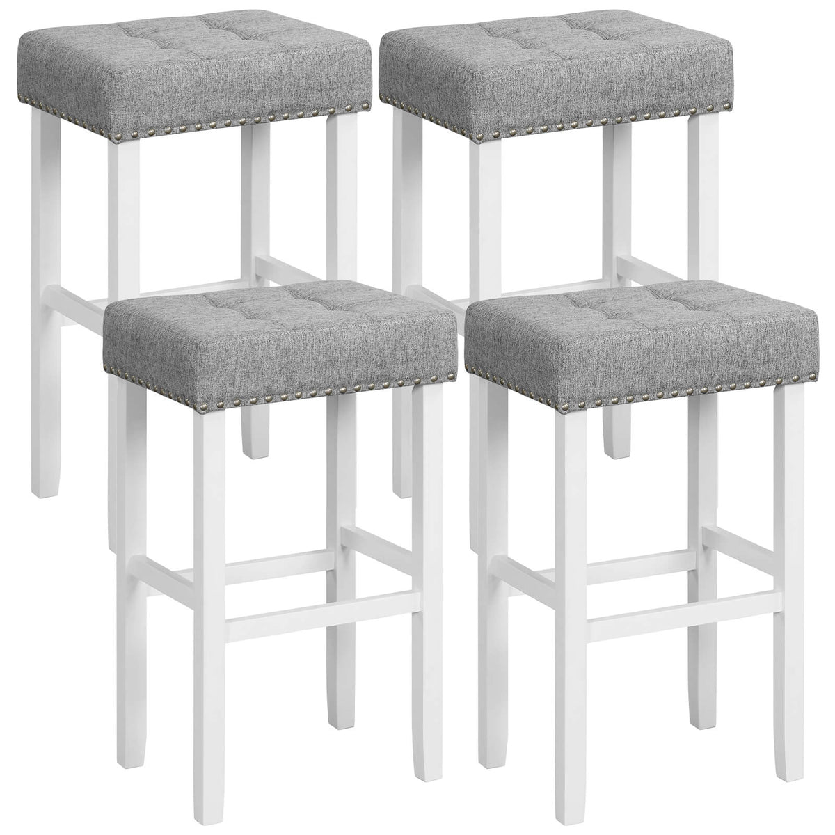 2 Pieces Counter Height Bar Stools with Sponge Padded Cushion