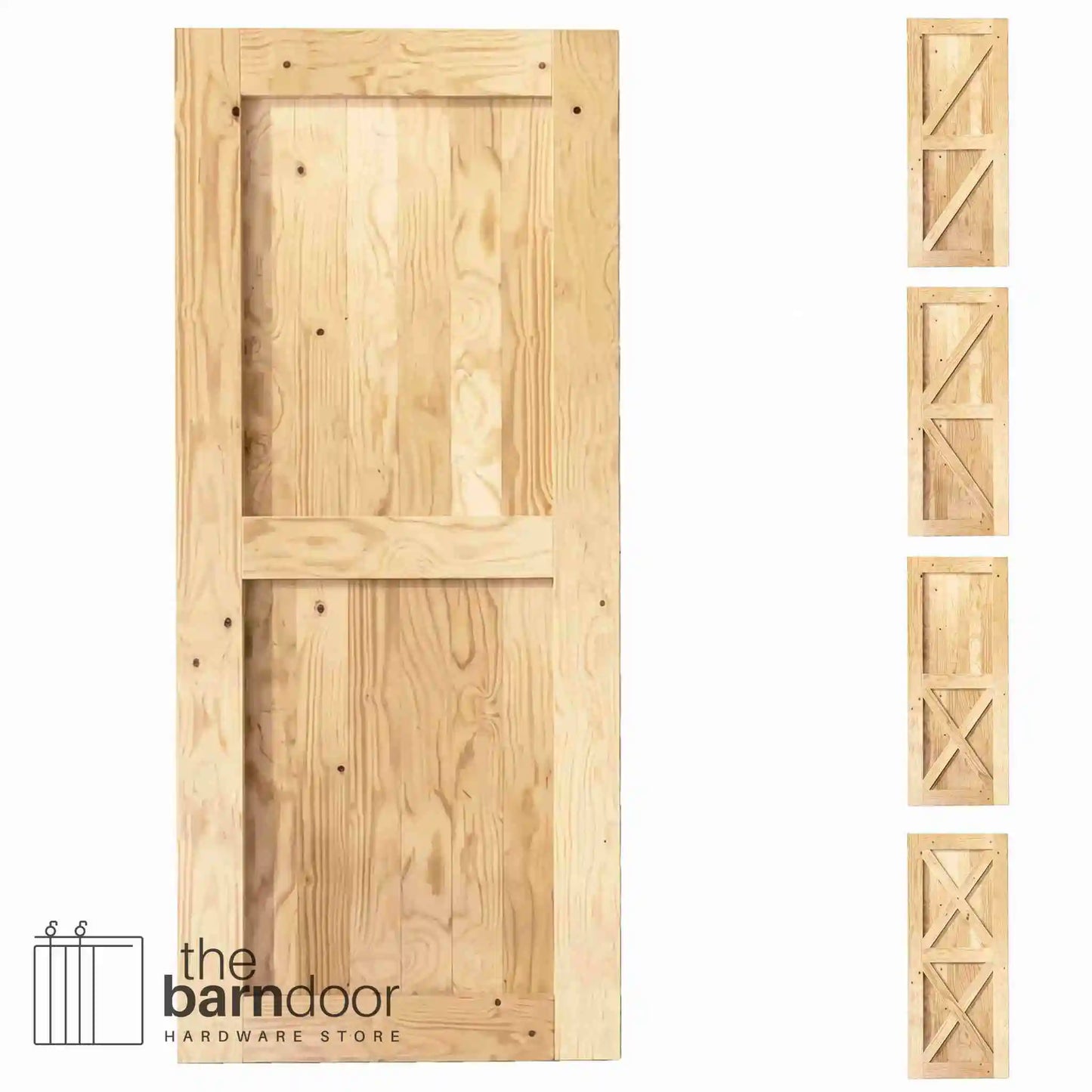 Natural Pine Wood Barn Door | 80", 84", 96" x 20"-60"