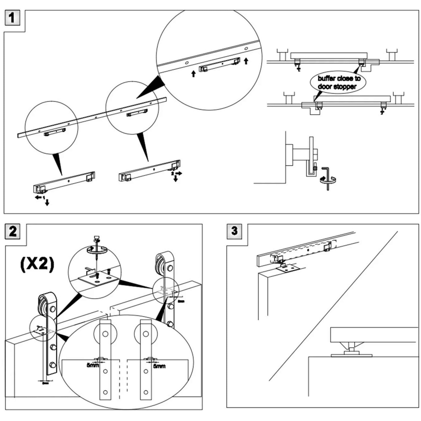 Barn Door Soft-Close Mechanism Kit | Black