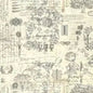 Beige Etchings Collage Cotton Wideback Fabric Per Yard