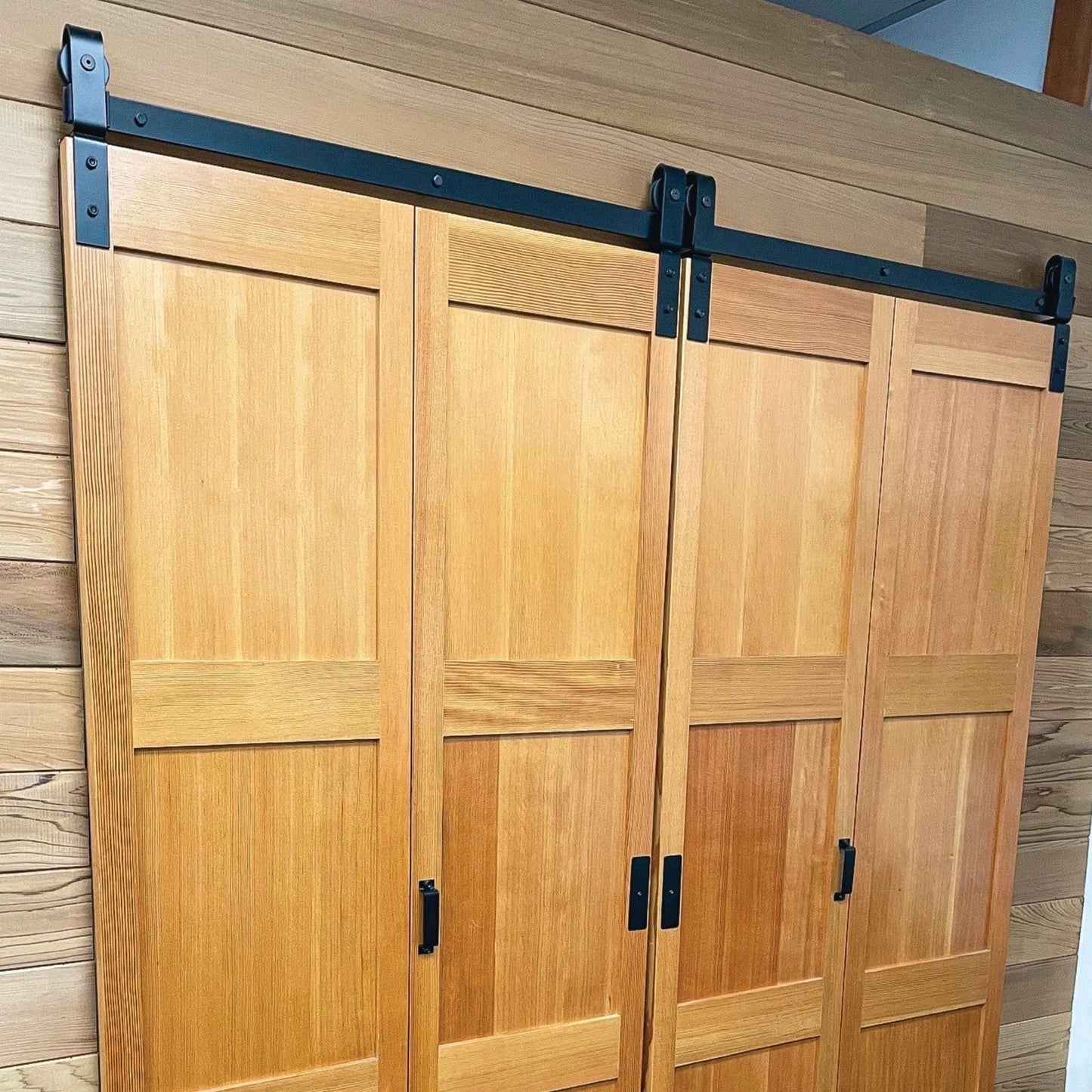 J-Strap Heavy Duty Bifold Barn Door Hardware Kit | 4-Door Biparting
