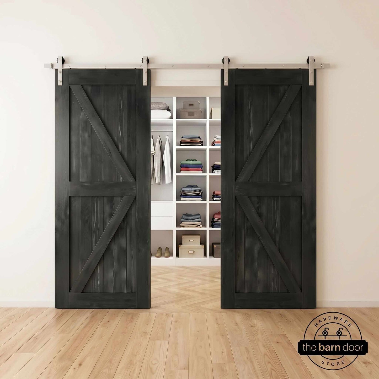 Classic Double Barn Door Kit | Brushed Nickel Hardware