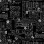 Black Calligraphy Cotton Wideback Fabric Per Yard