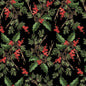 Black Holly Bouquet Cotton Wideback Fabric per yard