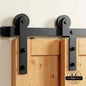 Straight Strap Black Single Bypass Barn Door Hardware Kit