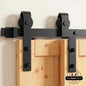 J-Strap Black Single Bypass Barn Door Hardware Kit